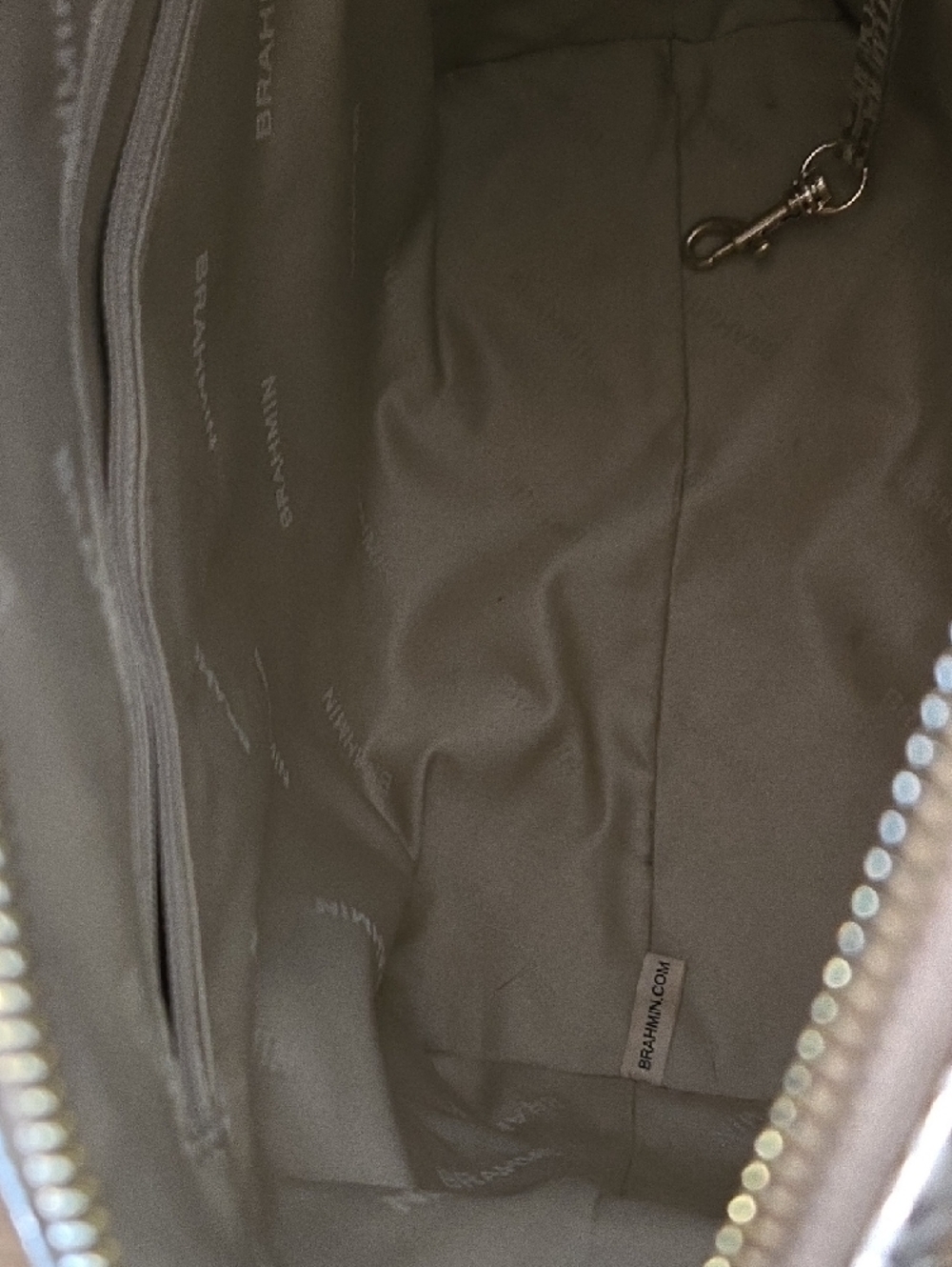 Brahmin Metallic Croc-Embossed Duxbury Satchel in Champagne Gold - Picture 6 of 7
